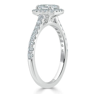 1.0 CT Asscher Cut Halo Pave Moissanite Engagement Ring - Barbara Maison 